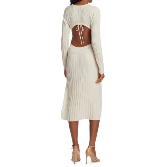 DH NEW YORK Rain Ribbed Open-Back Sweater Dress NWT - Picture 2 of 6